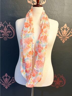 Floral Peach Infinity Scarf - Lightweight Women's Accessory